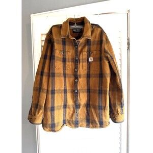 Women's CARHARTT Heavyweight Loose Fit Plaid Work Shirt Shacket Size Medium